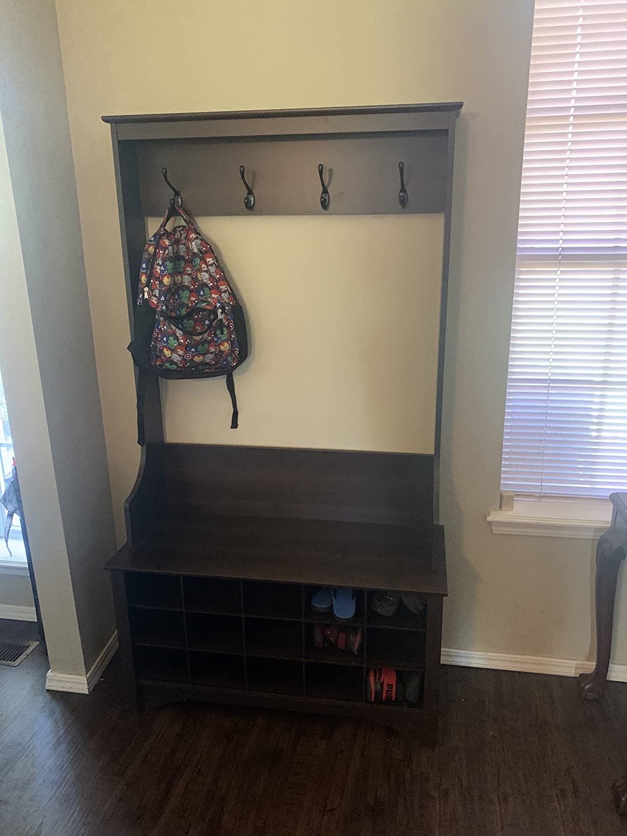 27/mo Finance Prepac Hall Tree with Shoe Storage, Drifted Gray Buy