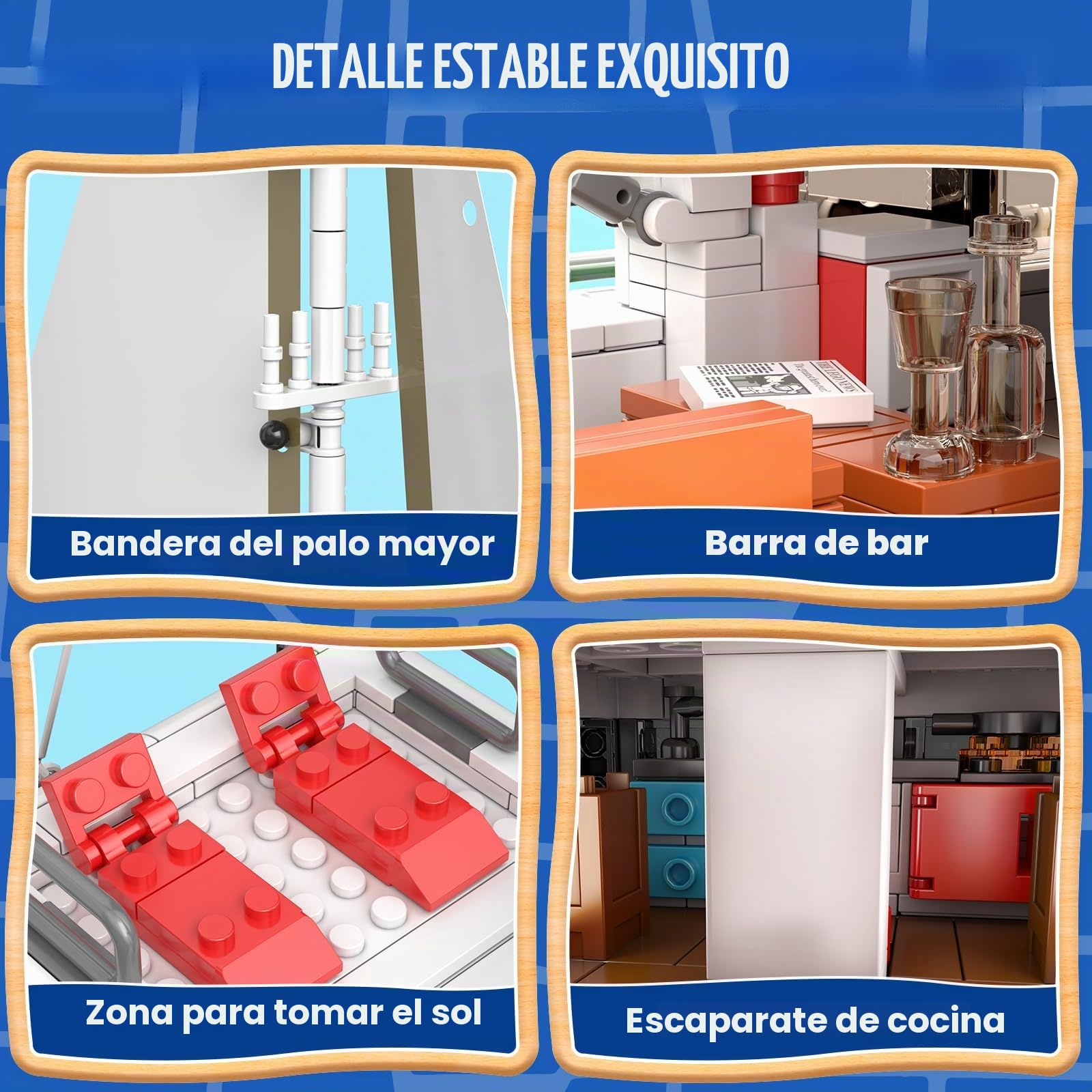 Mould King 10217 Bloques de sujeción Bloques de construcción de buques Velero Catamarán Barco Juguete con Velas de Tela y Zona de tomar el sol Compatible con Otras Marcas (893 piezas)