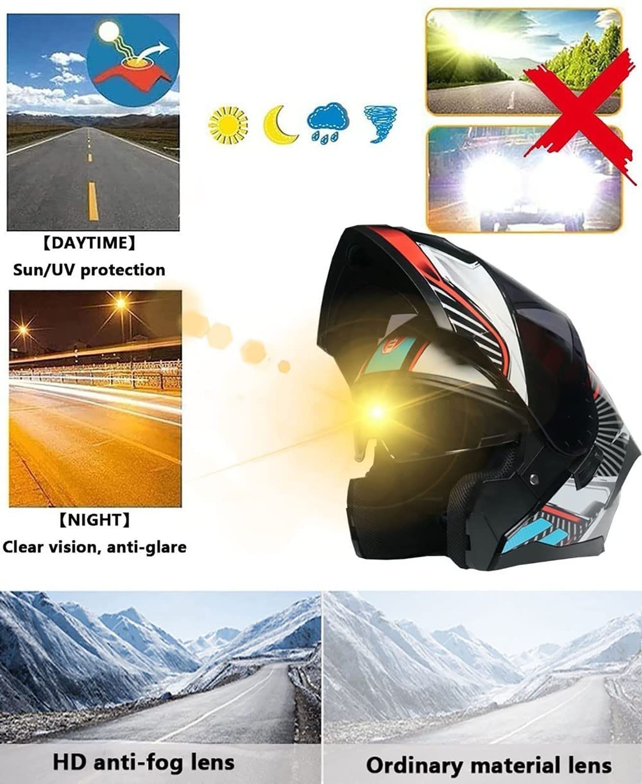 Casque de vélo,Casque de Moto avec Bluetooth pour Course Sûre,Modulaire Casque de vélo,Casque de Moto avec Bluetooth pour Course Sûre,Modulaire