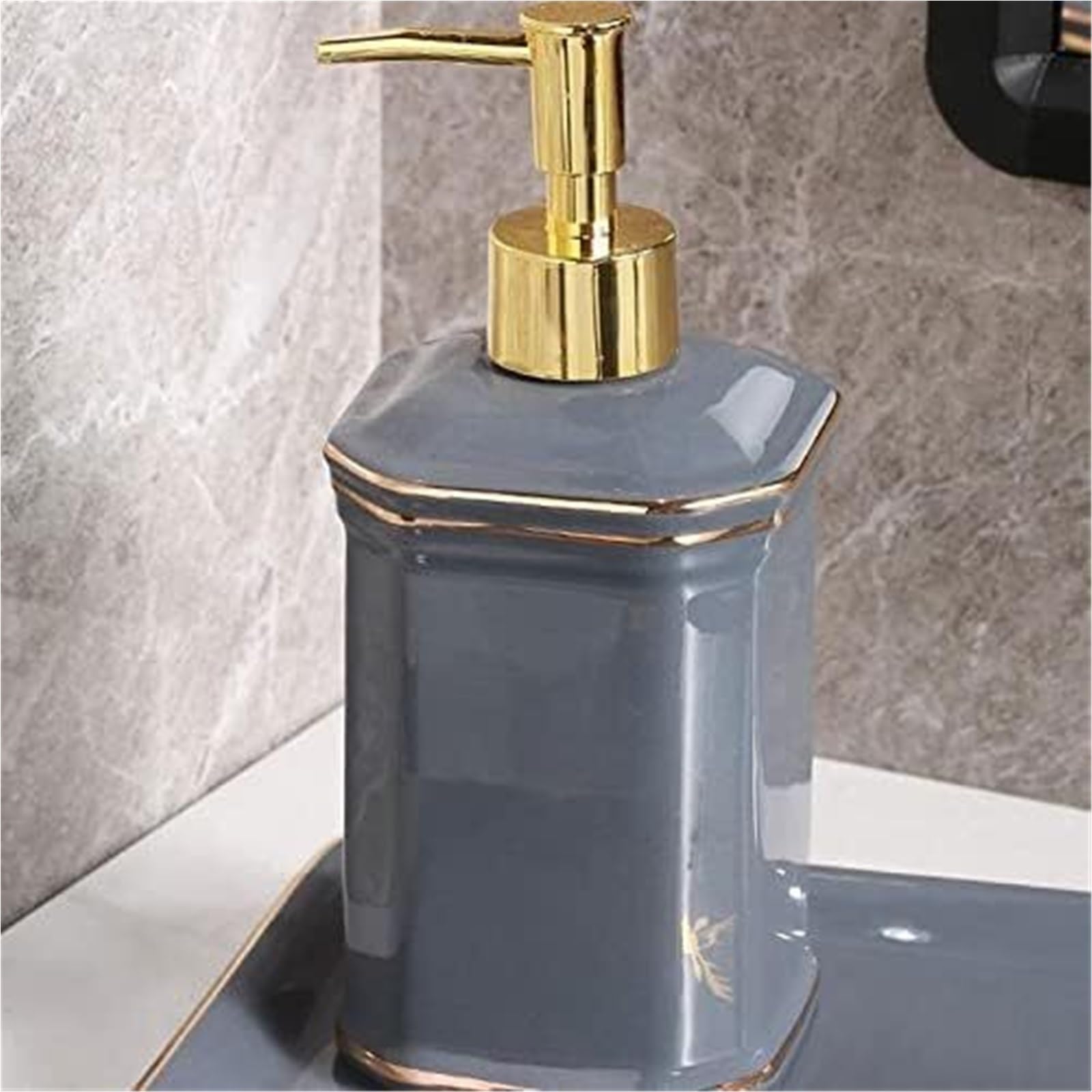Seifenspender-Set 6 Stück Keramik Seifenspender Zahnputzbecher Zahnglas Mundwasser und Tablett für das Neue Zuhause