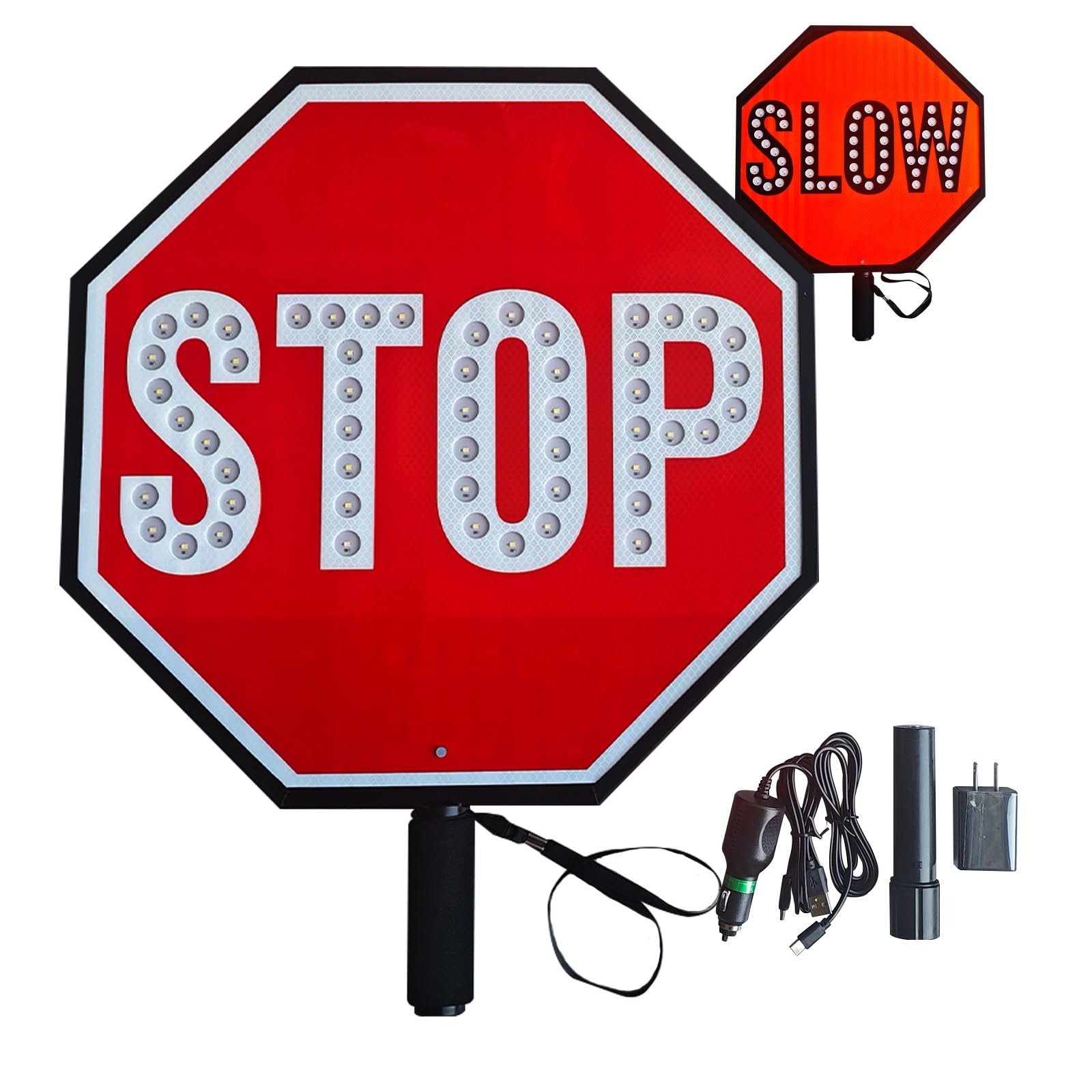 18" LED paleta, znak Stop, migające światło LED, kontrola ruchu, znak stopu odblaskowego, znak bezpieczeństwa drogowego.