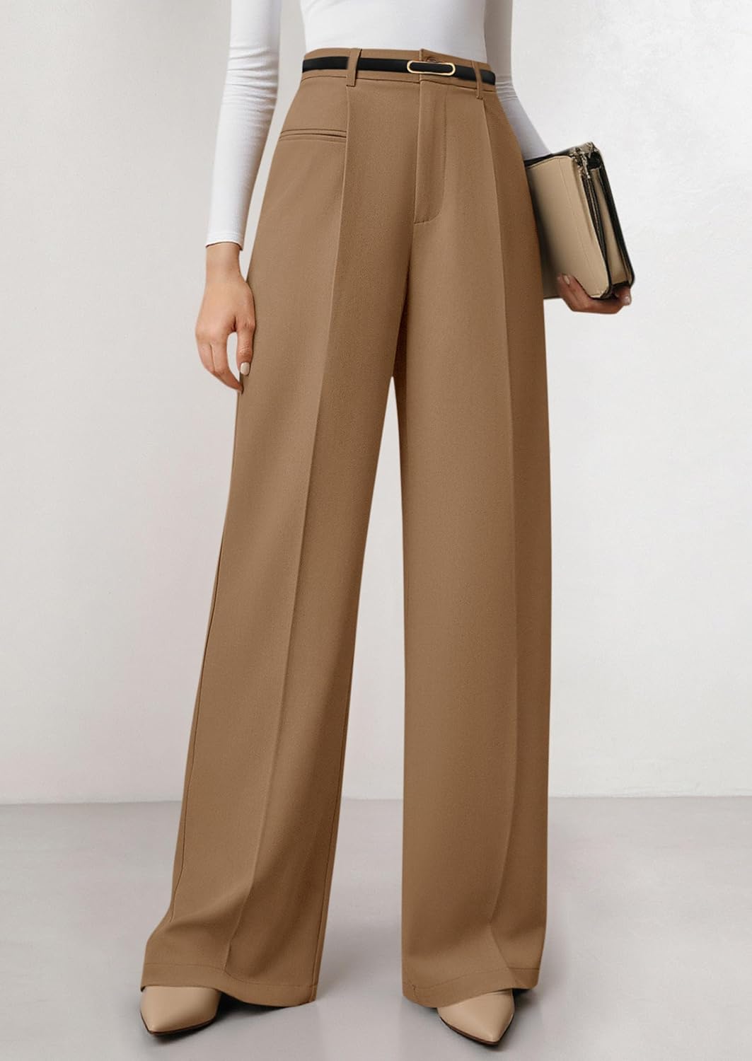 PRETTYGARDEN Womens Wide Leg Dress Pants 2026 Business Casual Flowy Work Palazzo Pants High Waisted Slacks Trousers - Image 2