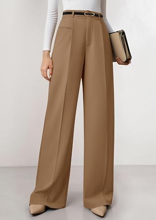 PRETTYGARDEN Womens Wide Leg Dress Pants 2026 Business Casual Flowy Work Palazzo Pants High Waisted Slacks Trousers