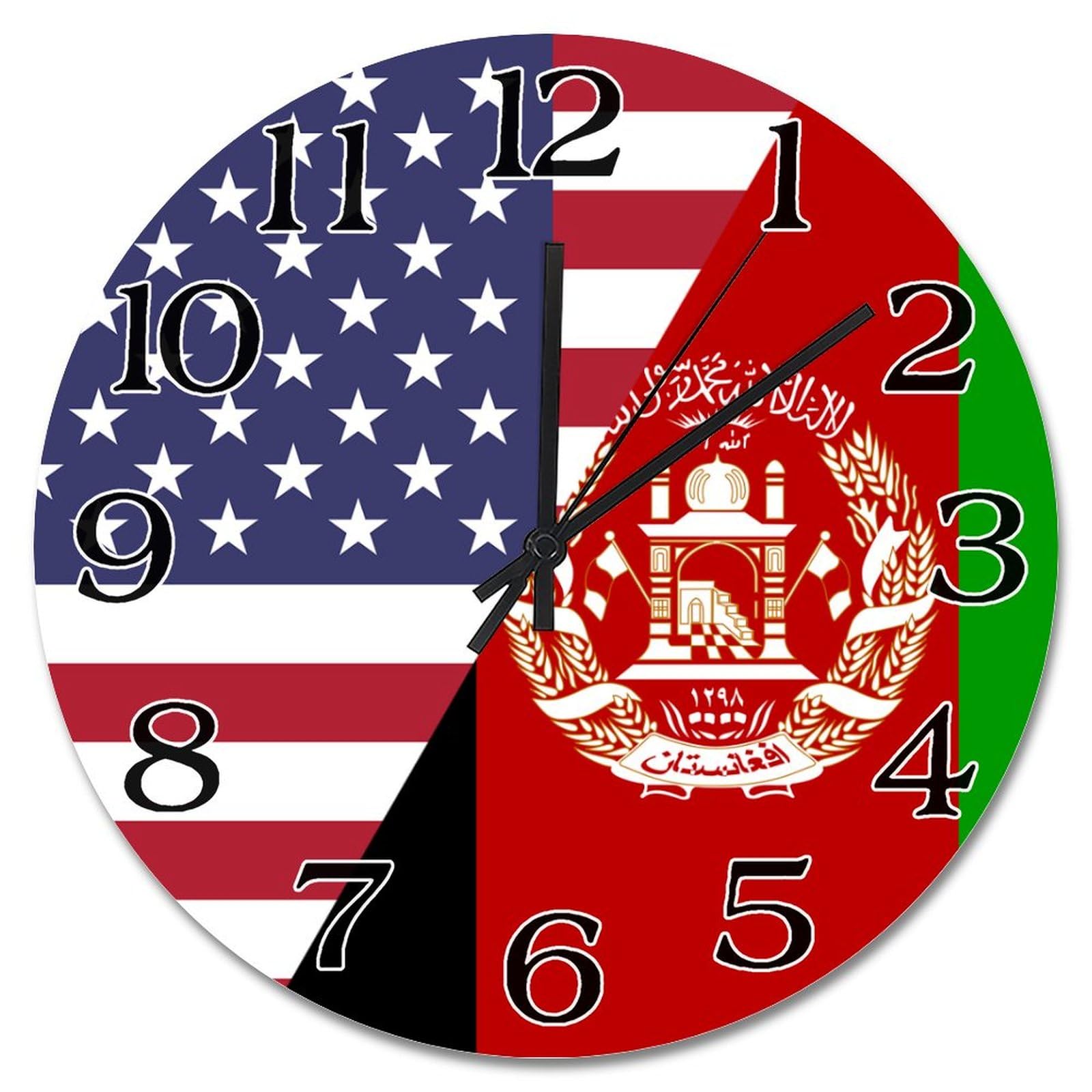 Horloge murale Afghanistan-USA 38cm silencieuse : fini le tic-tac dans la chambre