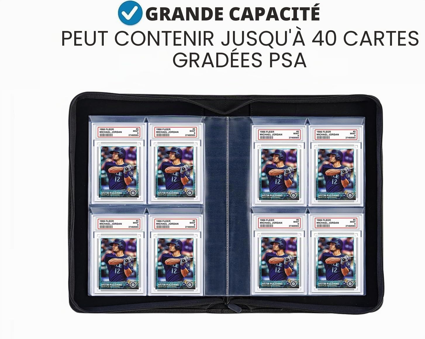 Classeur à 40 pochettes classées pour cartes PSA à chargement par le haut, classeur de rangement de cartes en cuir synthétique, classeur à 4 pochettes de qualité supérieure avec pochettes