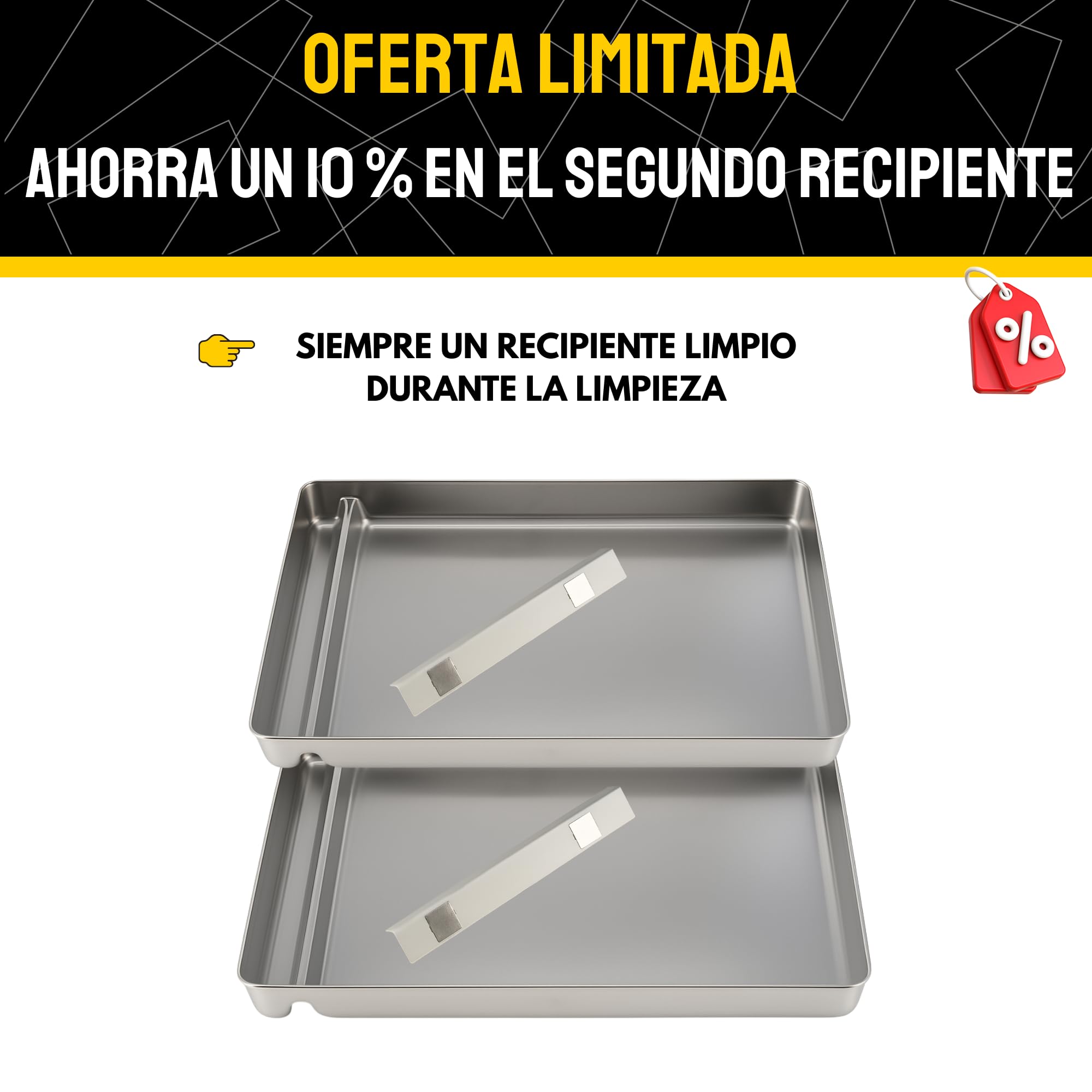 ChatMignon® – Bandeja Higiénica Reutilizable de Acero Inoxidable 304, Compatible con Pet-Safe Scoop-Free, Ultra Resistente, Anti-Olores y Manchas, Ecológica, Esquinas Redondeadas