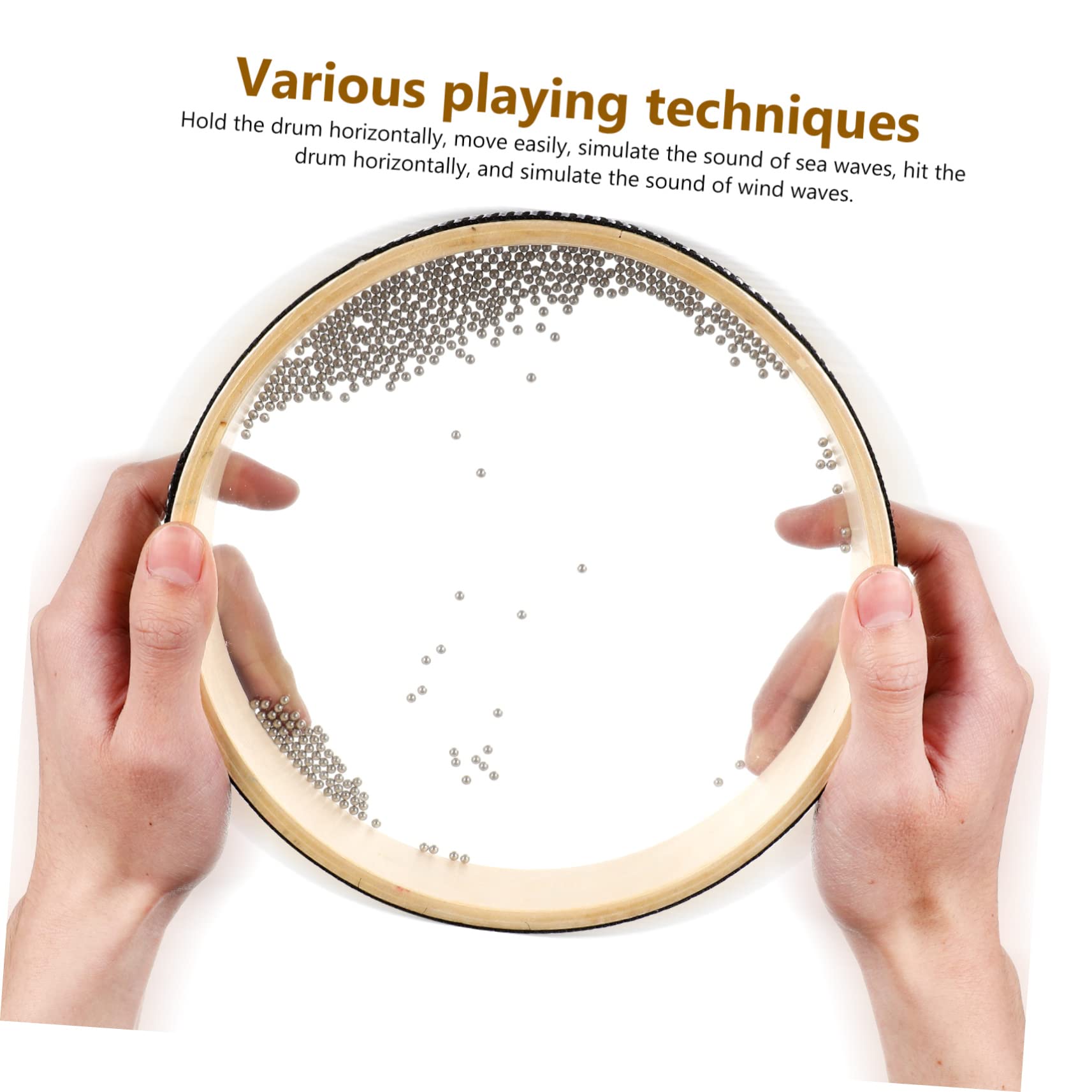 2 Pezzi Tamburo Oceanico Trasparente 12 Pollici Con Sfere in Acciaio Strumento Musicale a Percussione in Legno E Plastica Per Suoni Di Mare E Pratica Musicale