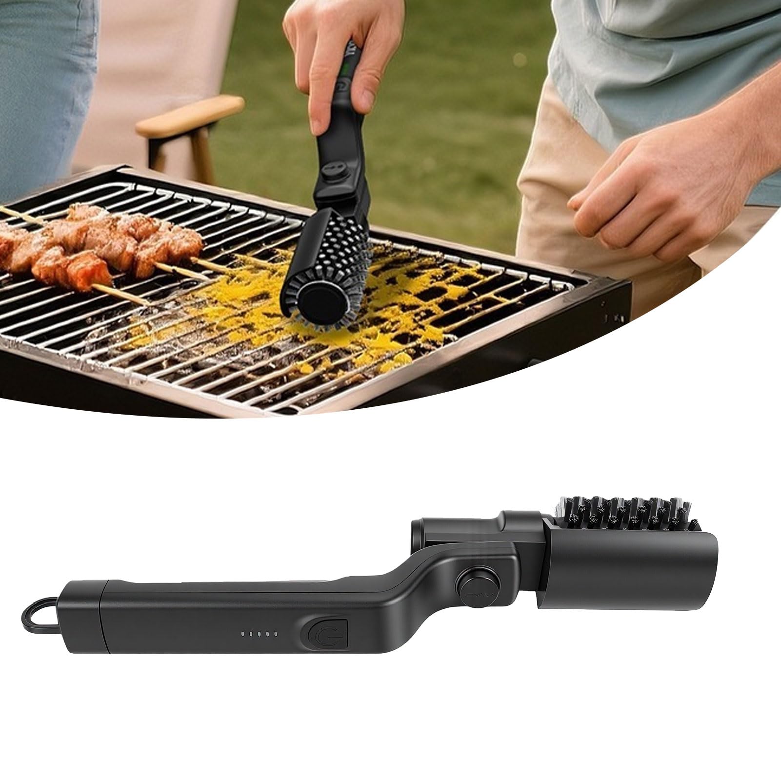 Luocute Spazzola per Griglia Elettrica con Coppia di 20 Kg, Testa Regolabile a 7 Livelli (Spazzola per barbecue nera)