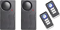 Lancoon 2-Pack 110dB Anti-Theft Vibration Alarm with Remote Control - Adjustable Sensitivity for Doors, Windows, Bikes, Motorcycles