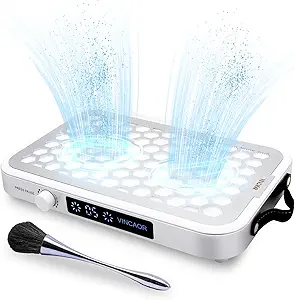 Professional Nail Dust Collector, 1600PA Portable, 10 Speeds, Matte White, Modern, Lightweight, Nail Vacuum for Home & Salon, Disposable Filter Papers (Silver)