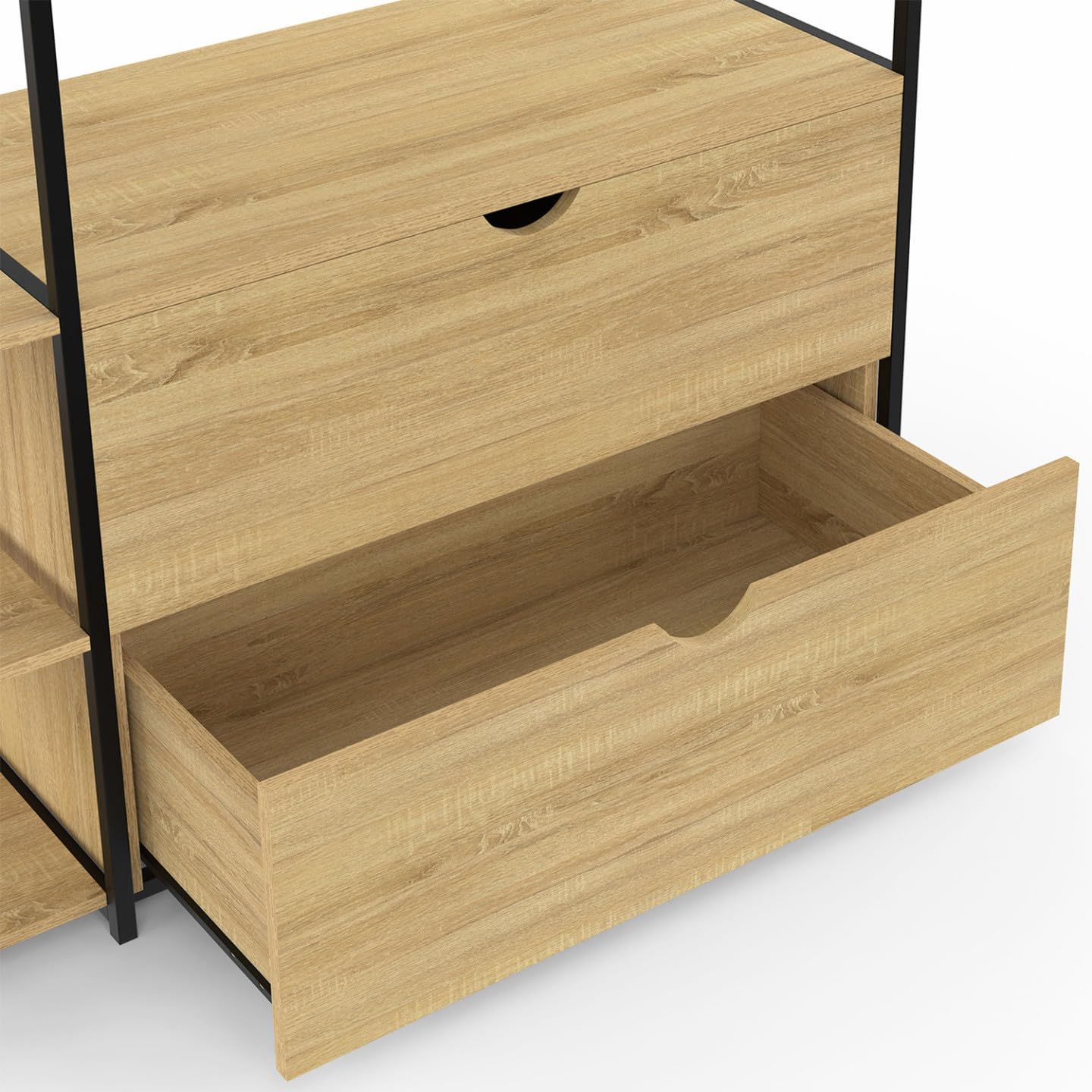 IDMarket - Vestidor armario estantes L. 113 cm DETROIT 2 cajones de diseño industrial
