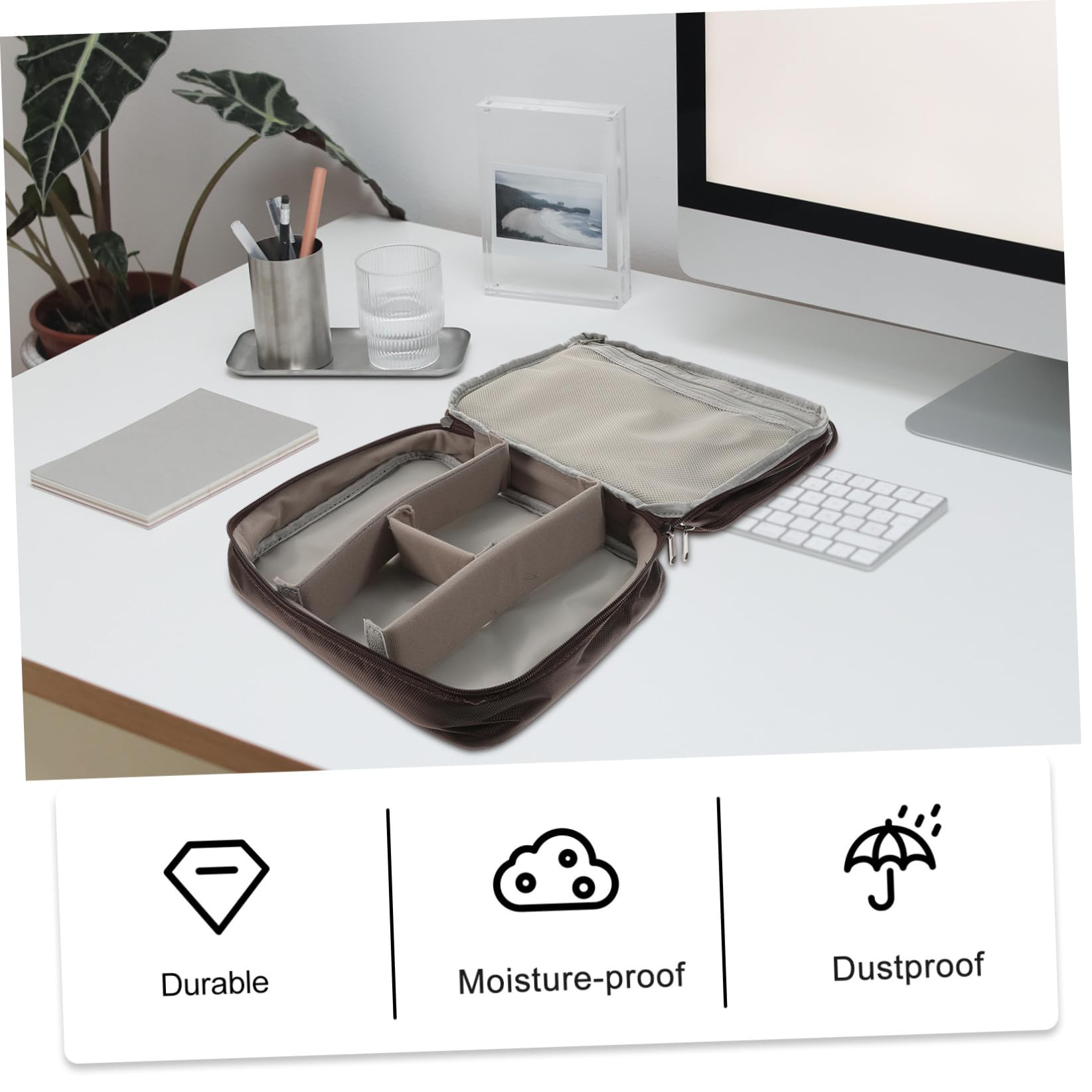 Estuche para Cables de Viaje Multicapa Cremallera Bidireccional