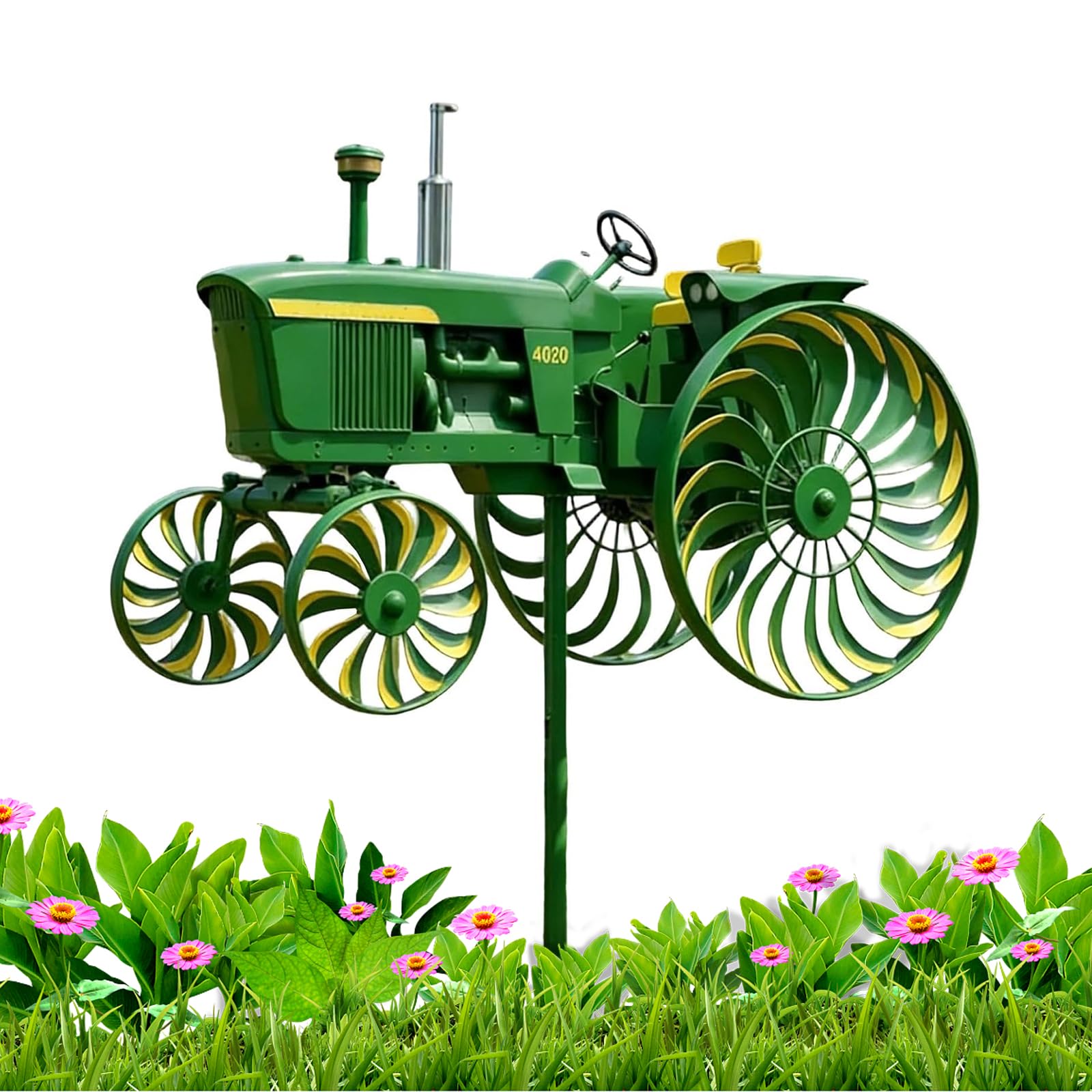 Wind Spinners Outdoor,Vintage Tractor Wind Spinner,Vintage Metal Wind Sculptures & Spinners for Yard and Garden, Retro Farmhouse Windmills Lawn Ornament (A)