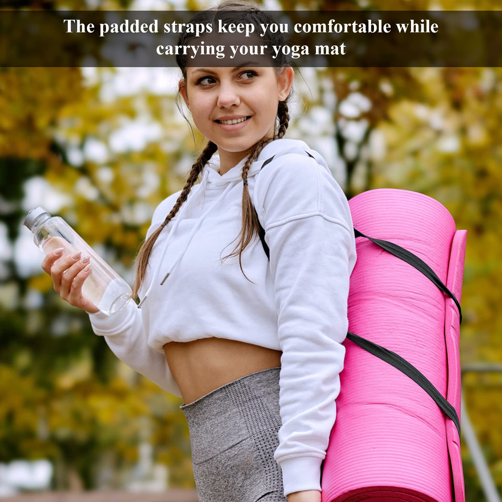 Dokeno 2 Sangles Transport Tapis Yoga | Réglables, Noir Et Violet - Pour Pilates, Fitness, Gym