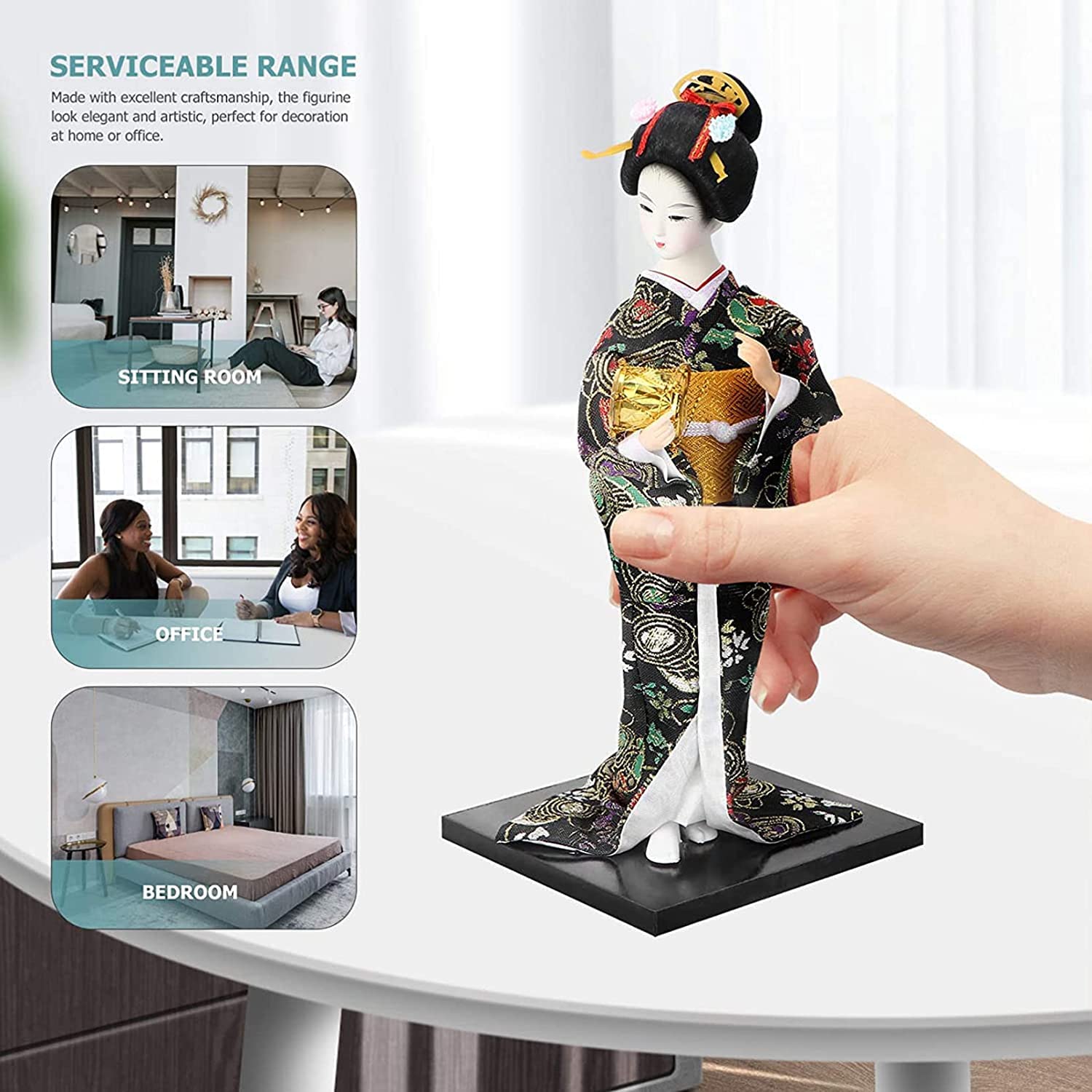 Amazon.co.jp: グッズ置物黒日本の芸者着物人形アジア着物人形