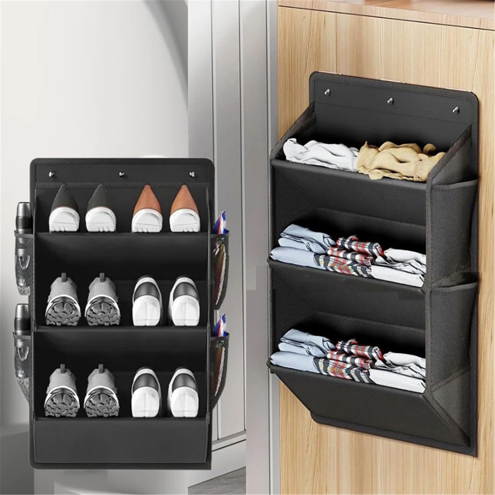 Almacenamiento Trasero de Puerta Flexible con Bolsillos Reforzados para Zapatos, Accesorios y artículos de Limpieza, Armario, Zapatero