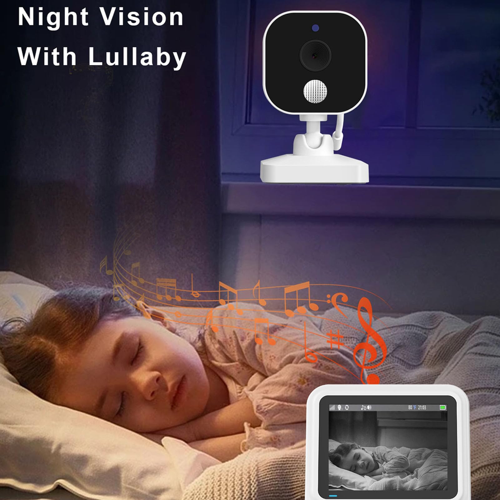 Airshi Moniteur pour bébé télécommandé Multifonctionnel 100-240 V Détection des Pleurs Moniteur d'appel Bidirectionnel de 2,8 Pouces Transmission sans Fil pour Chambre de Personnes âgées