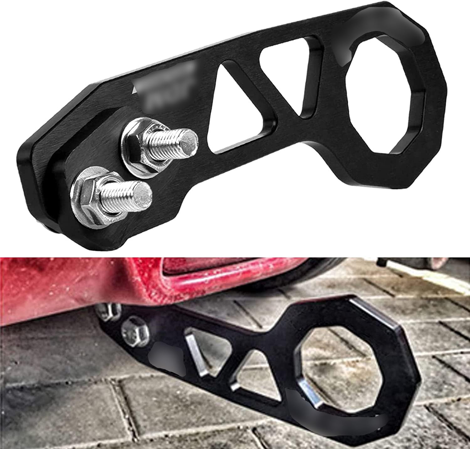 THE WHITE SHOP Rear Tow Towing Hook for Universal Car Auto Trailer Ring Aluminum Racing Trailer Hook/Black