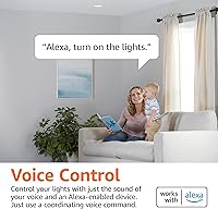 Vista 3 de Yaxa Basics Smart BR30 LED Light Bulb, Dimmable Soft White (2700K), 9W (60W Equivalent), 800LM, Works with Alexa Only, 2.4 GHz Wi-Fi, No Hub
