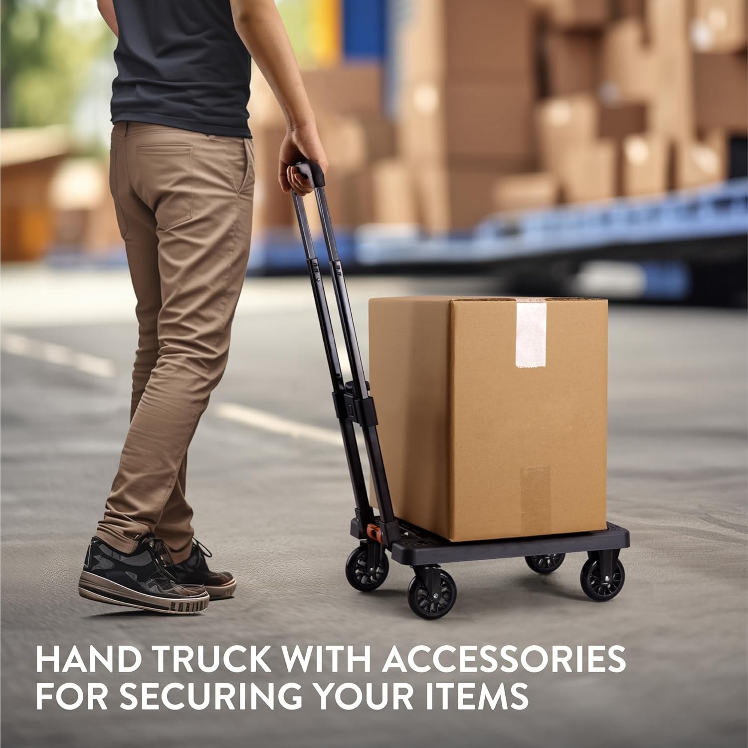 Navaris Folding Sack Truck with Transport Basket - Loadable up to 50 kg (110 lbs) - Rubber Wheels - Foldable Trolley with Tensioning Strap - Transport Trolly with Rain Cover