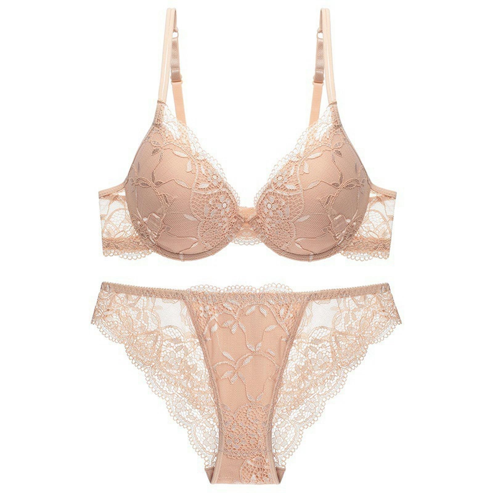 unterwäsche Frauen sexy Set Sexy Spitze Unterdraht Push Up Strumpfband Gürtel Dessous -Set Für Frauen, Die Bra Und Planty2 Stück-farbe-75c