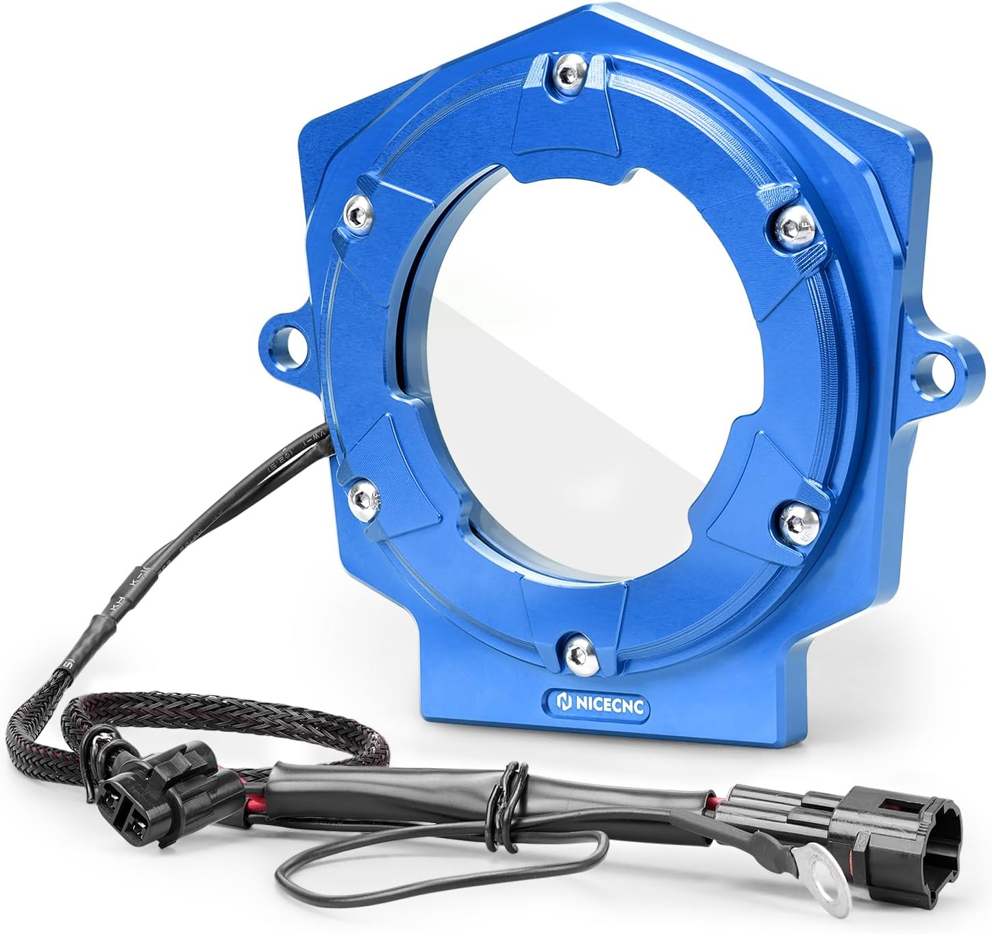 NICECNC ATV Cylinder Head Cover Guard with Clear Window, Blue
