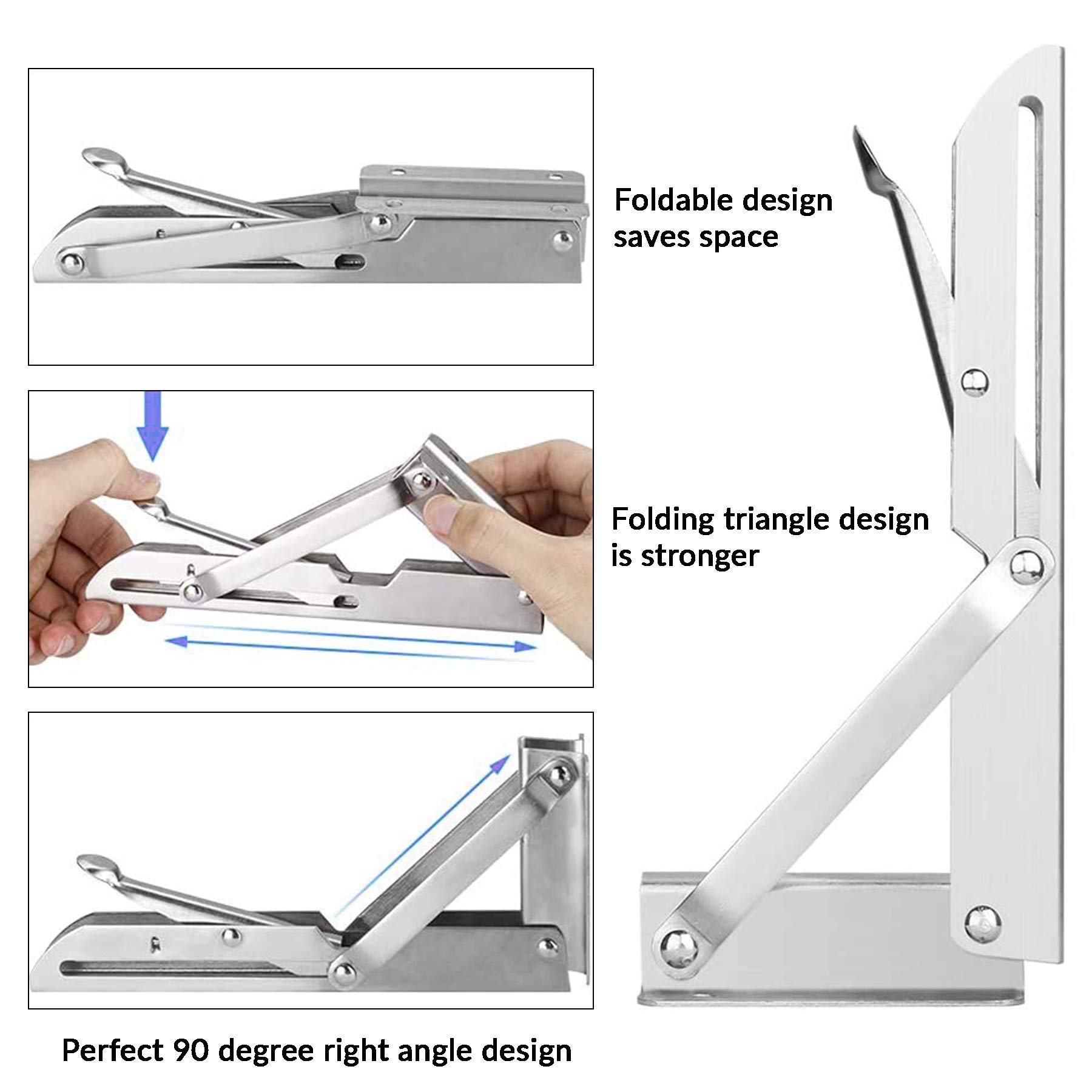 Buy Folding Shelf Bracket 8 Inch, 2 Pack Stainless Steel Folding