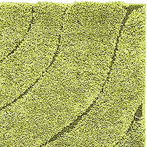 Image of Textured Wave Round Shaggy Carpet for Living Room, Bedroom, High Low Design Finish Microfiber 1.8 Inch Pile High, 8x8 Feet Green|Green Color