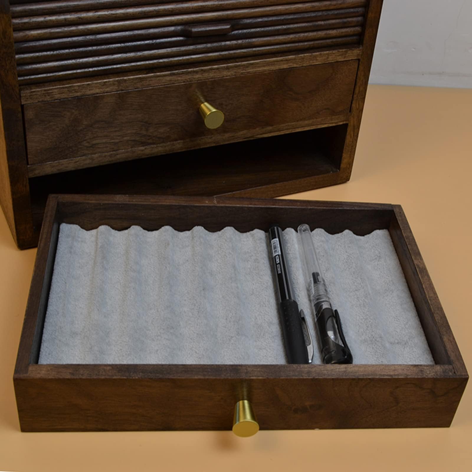 Stiftebox Aus Holz, Federmäppchen Aus Holz, Aufbewahrungsbox Für 20 Stifte, Luxuriöse Aufbewahrungsbox Für Füllfederhalter, Mit Schublade, Obere Tintenflaschenaufbewahrung Mit Rolltür, Für Geschäft Od