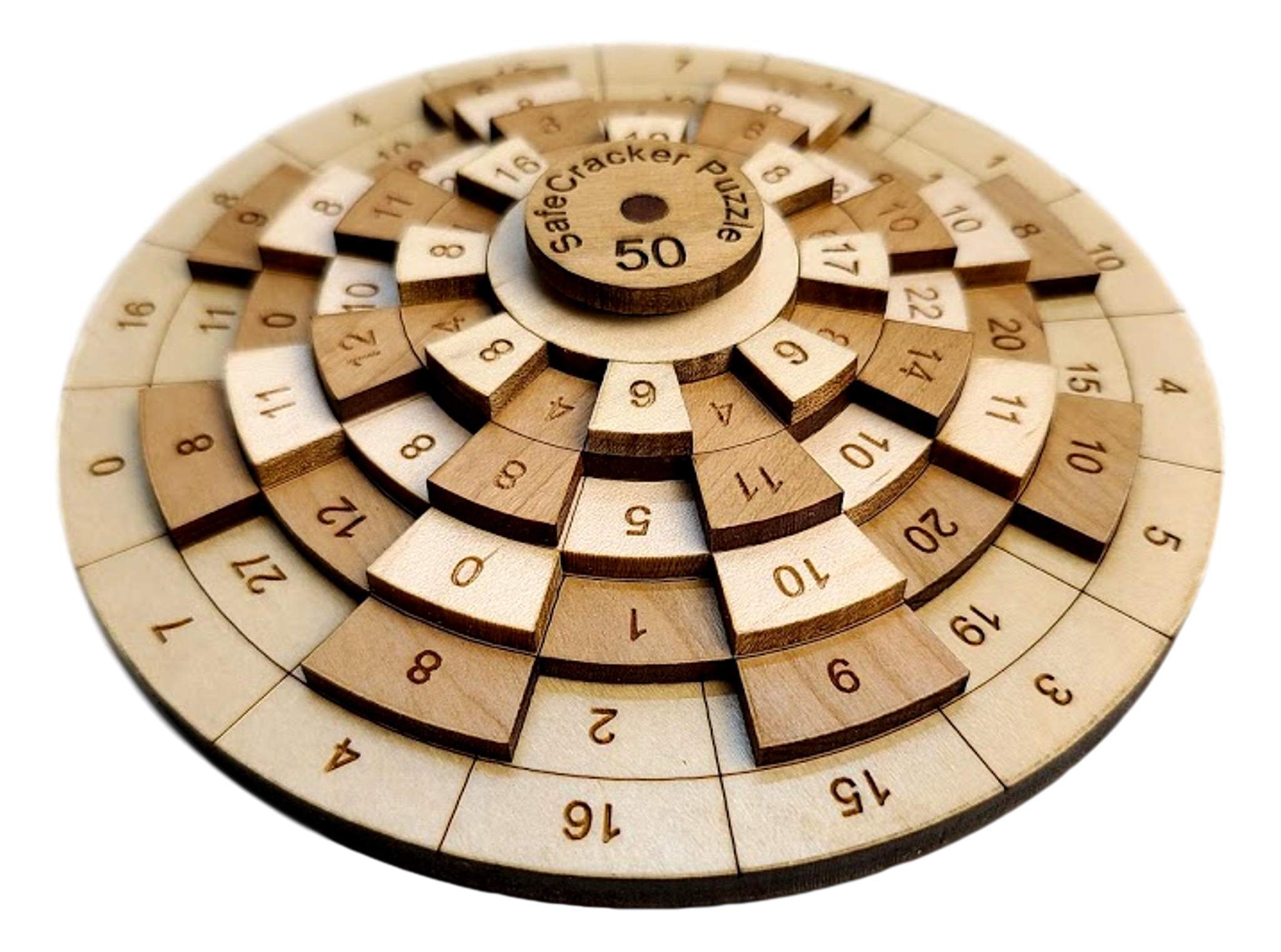 Safecracker 50 Hard Wooden Math Puzzle - Handmade Brain Teaser for Adults - Unique Gift - Made in USA