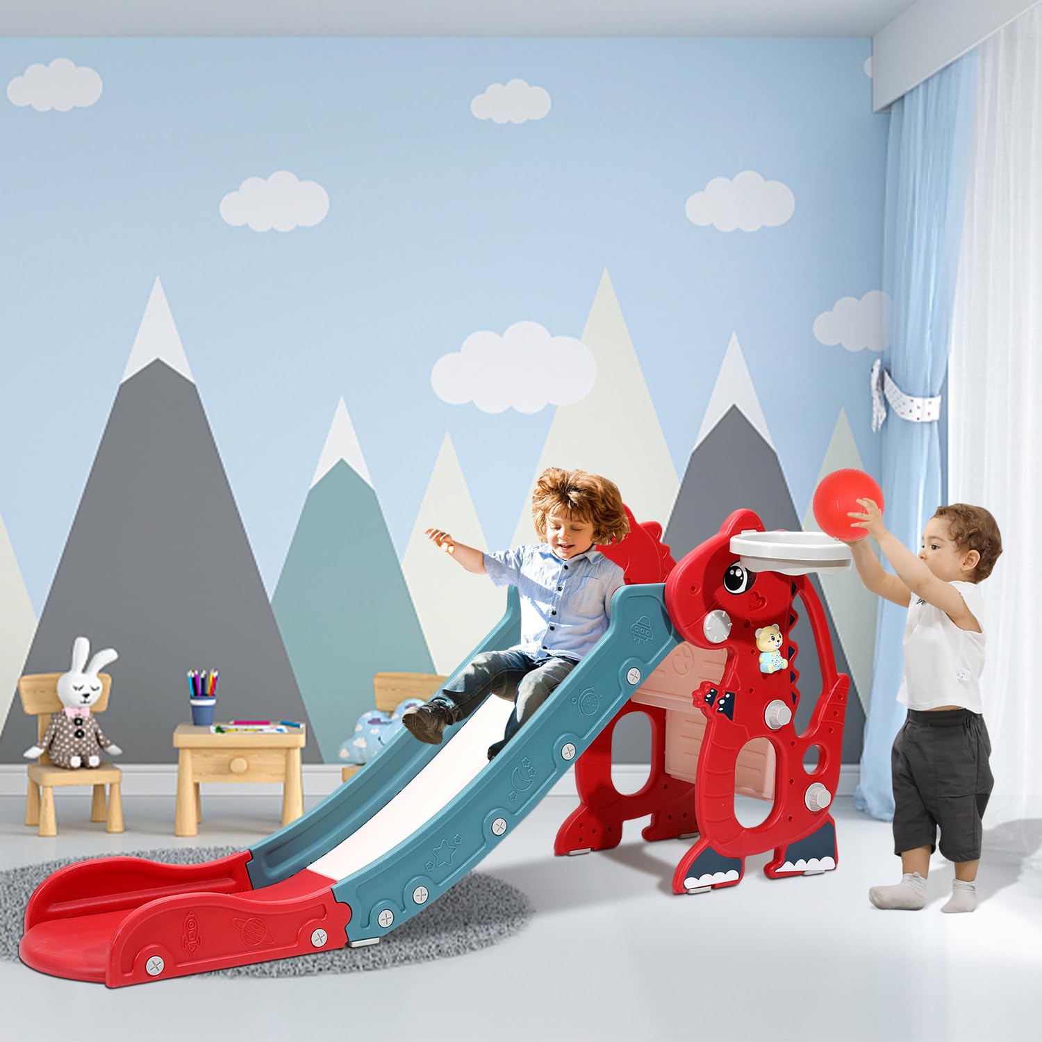Tobogán infantil para interiores y exteriores, módulo educativo