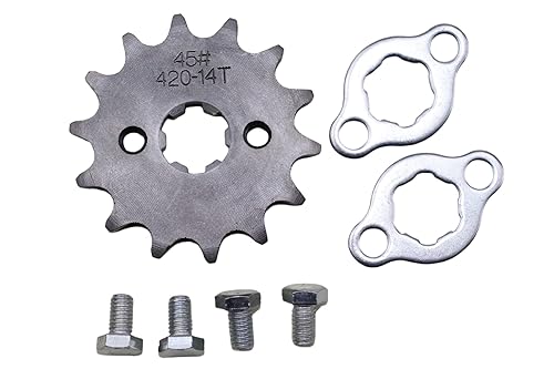 Motocicleta 420-14T Piñón delantero de 0.669 in para motocicleta de 50 cc, 70 cc, 90 cc, 110 cc, 125 cc, motocross, mini bicicleta, TaoTao, Roketa,