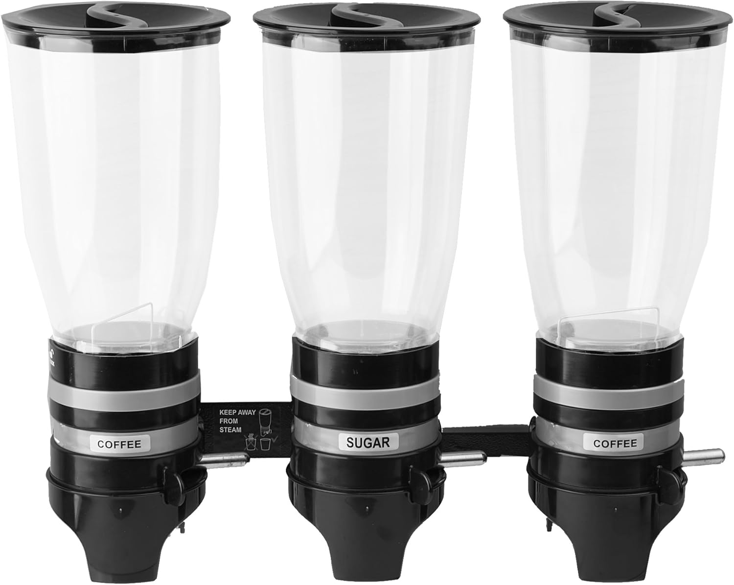 Mind Reader Metal Triple Wall Mounted Coffee & Sugar Dispenser, Black