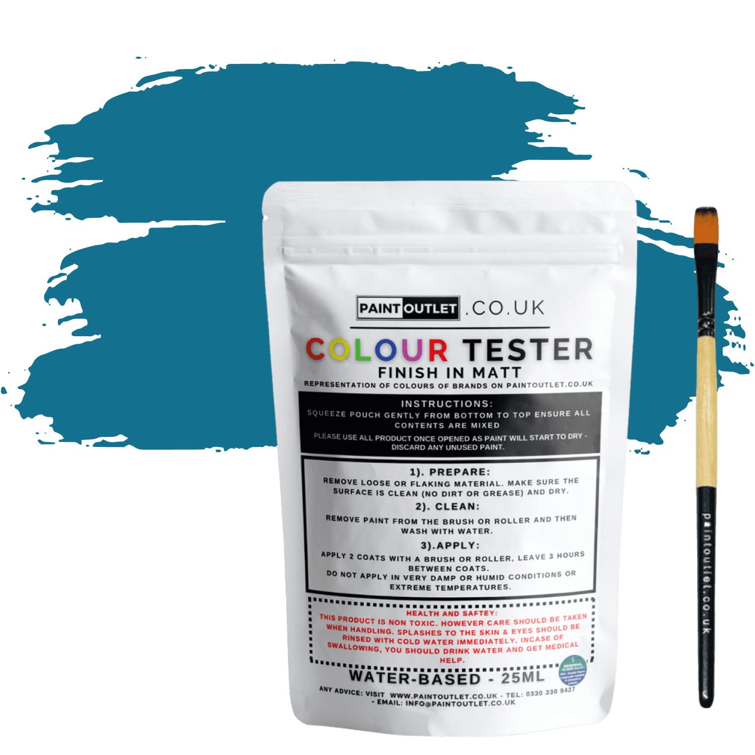 HQCPaint Wall and Ceilings Matt | Sample Colour Tester Pot with Brush | Quick Drying Quality Interior Paint | Contemporary Finish | Marina Blue Colour 25ml
