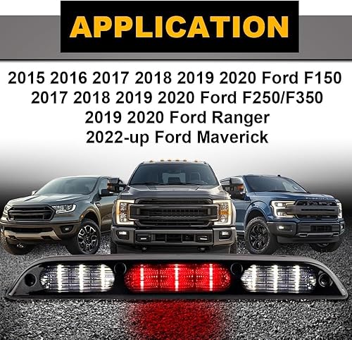 Miniatura 5 de 3 luz de freno de montaje alto trasero freno central parada tercera lámpara de carga trasera de freno para Ford 2015-2020 F-150, 2017 en adelante