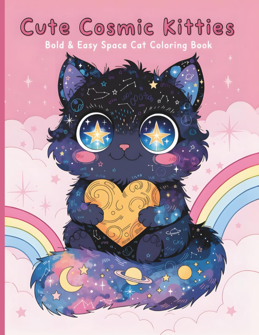 Cute Cosmic Kitties: Bold & Easy Space Cat Coloring Book