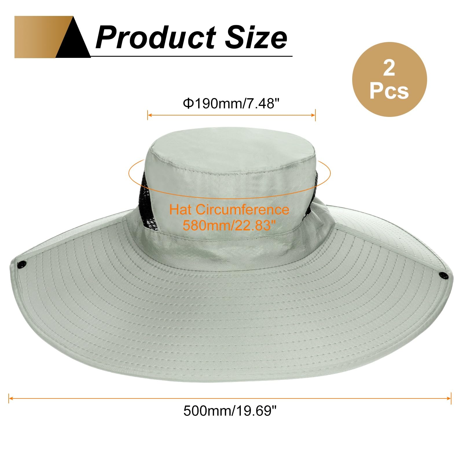 sourcing map Sombrero de pescador de ala ancha de poliéster con protección solar, unisex, para playa, senderismo, jardín, césped, trabajo, camping, al aire libre
