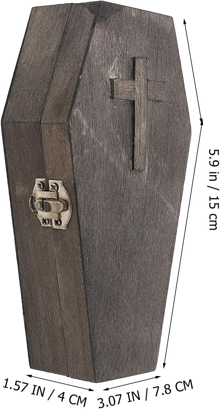 Wooden Trinket Box Halloween Coffin Shape for Jewelry Organizer image 2