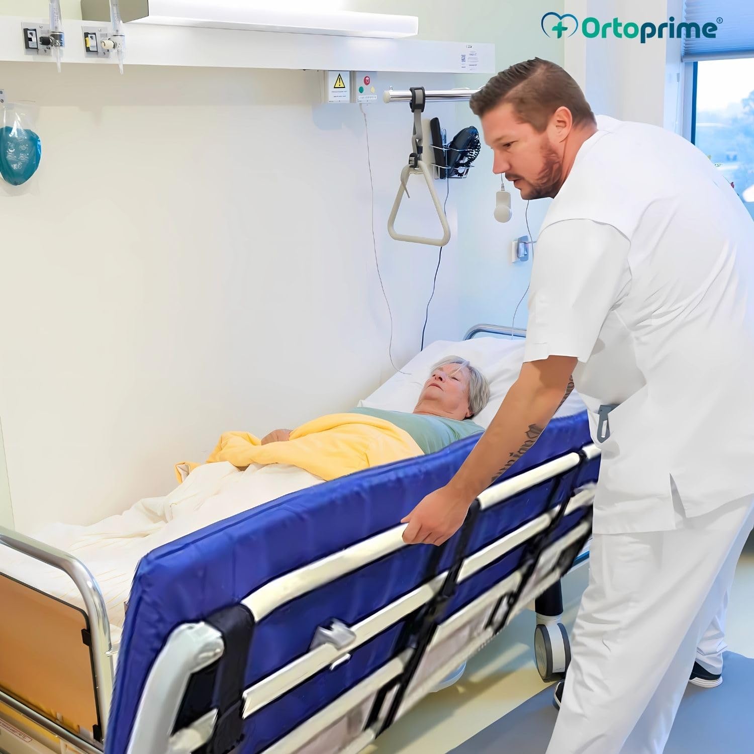 OrtoPrime Geländerschutz für Betten Erwachsene und Kinder, orthopädische Sicherheitsbarriere für Betten, Geländerschutz, Barriere Nicht im Lieferumfang enthalten