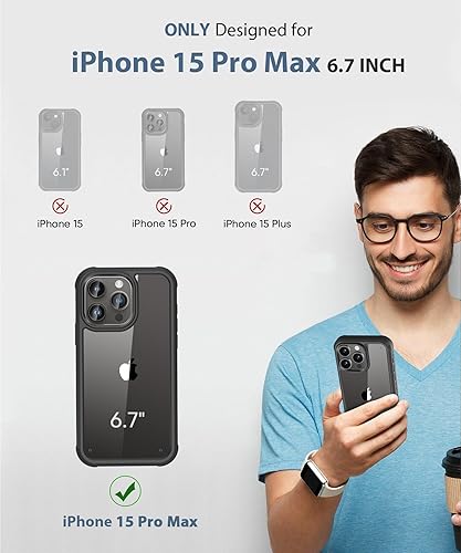 Miniatura 2 de Funda para iPhone 15 Pro Max, protector de pantalla integrado, con protector de lente de cámara, carcasa de cuerpo completo resistente a prueba de