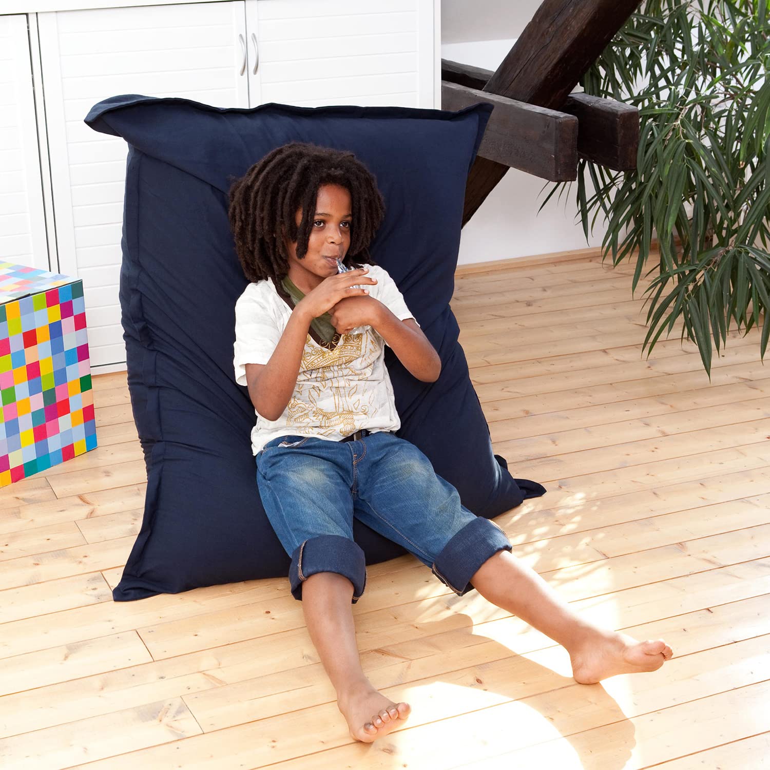SMOOTHY Original Cotton Junior Indoor XL Pouf géant 250L Coussin de siège Fauteuil en Coton ; Parfait pour Les Enfants