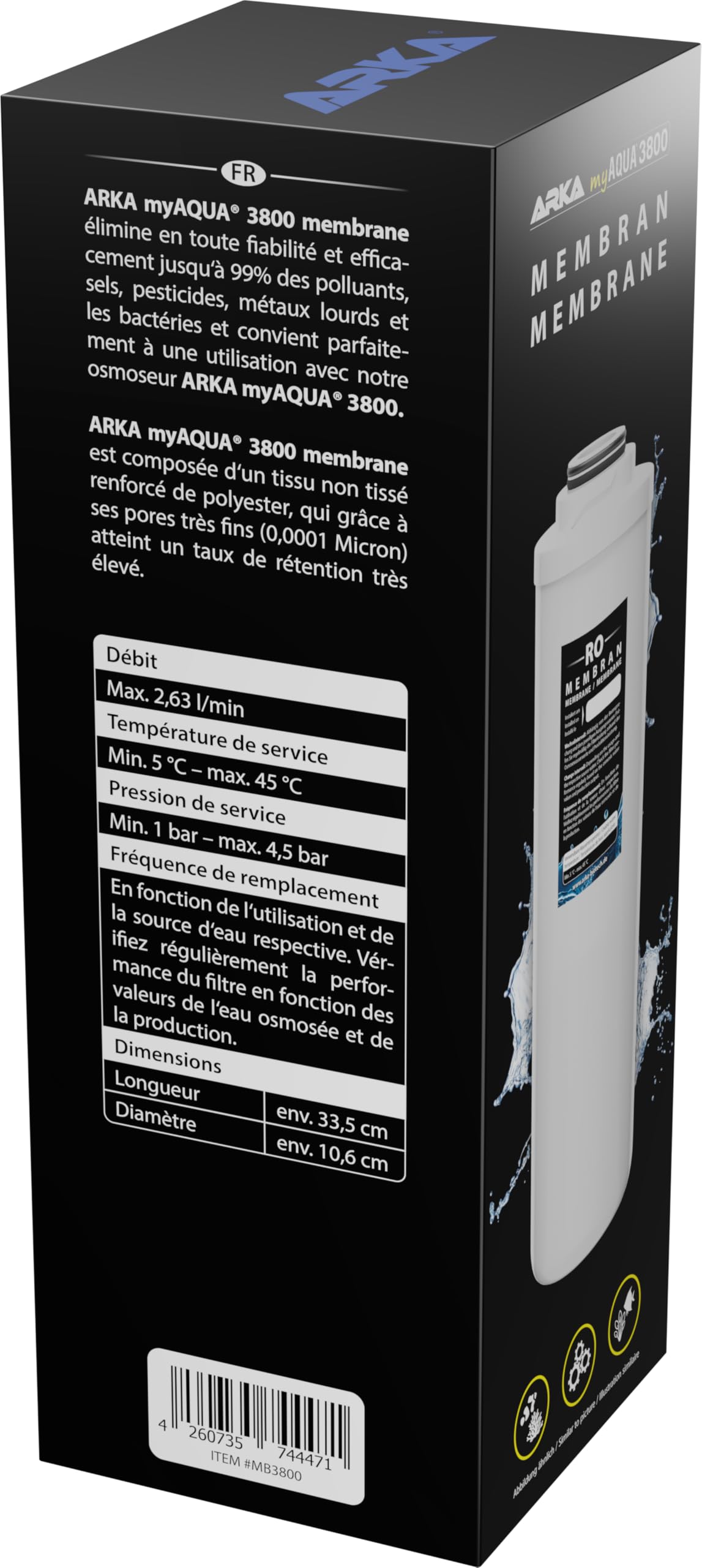 Membrana Osmosi 3800 L/giorno - Ricambio per myAqua | Membrana di ricambio myAqua 3800 per acqua pura, trattiene contaminanti, pesticidi e metalli pesanti