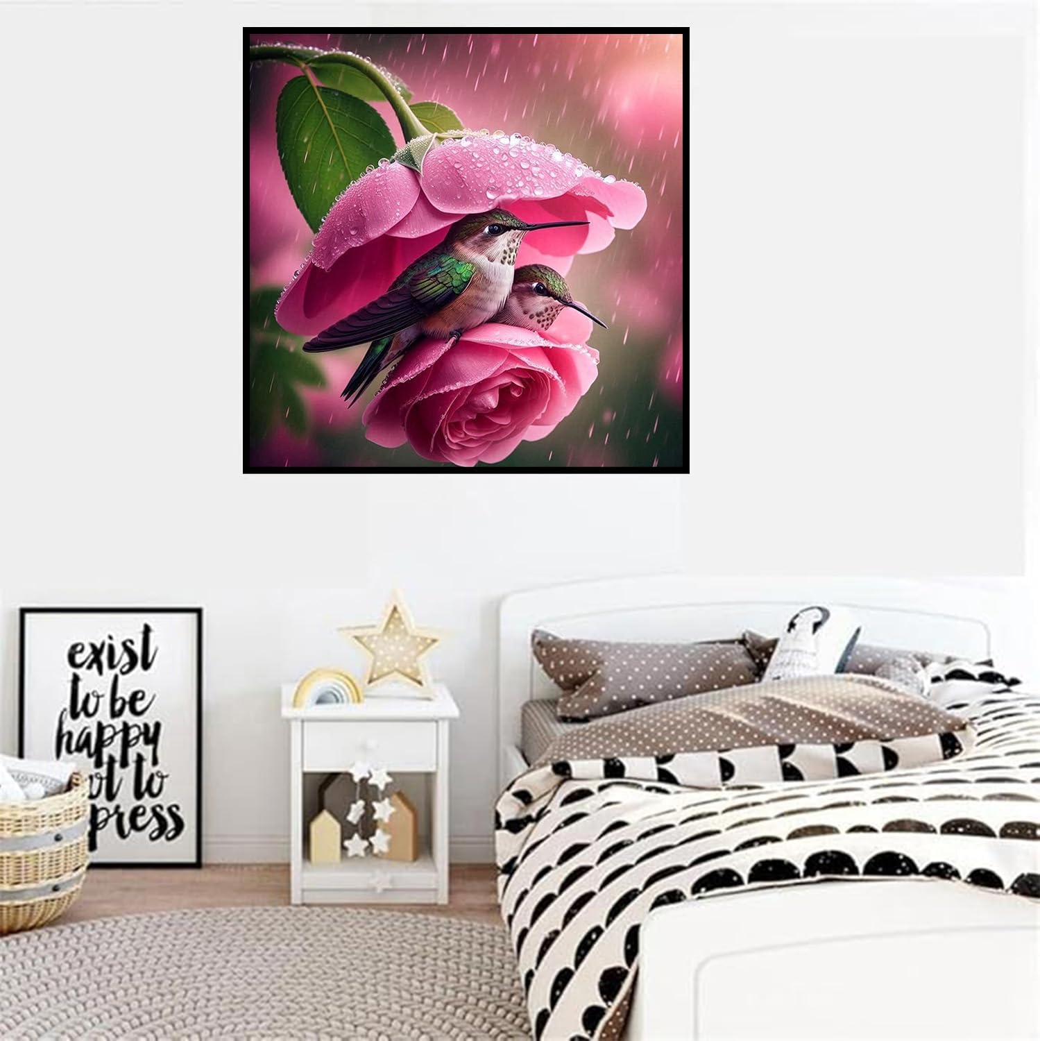 Diamond Art Kits for Adults,Hummingbird Diamond Painting,12 x 12 Inch | Flowers 5D Diamond Art Paintings for Adults, DIY Full Round Gem Art Paint by Diamond,Home Wall Decor