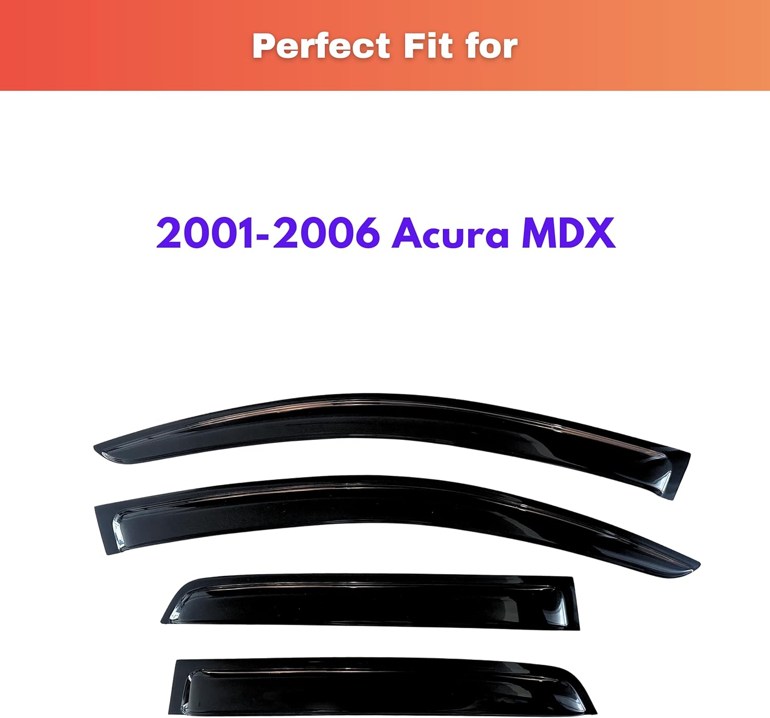KPY Rain Guards Fit for 2001-2006 Acura MDX, Out-Channel Window Visors Vent Wind Deflectors 4PC, Car Accessories for 01-06 Acura MDX