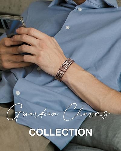 Miniatura 6 de Feraco Pulsera magnética de cobre puro para hombre, 18 veces ultra fuerte, con imanes de neodimio Gauss de 3800 Gauss, ajustable