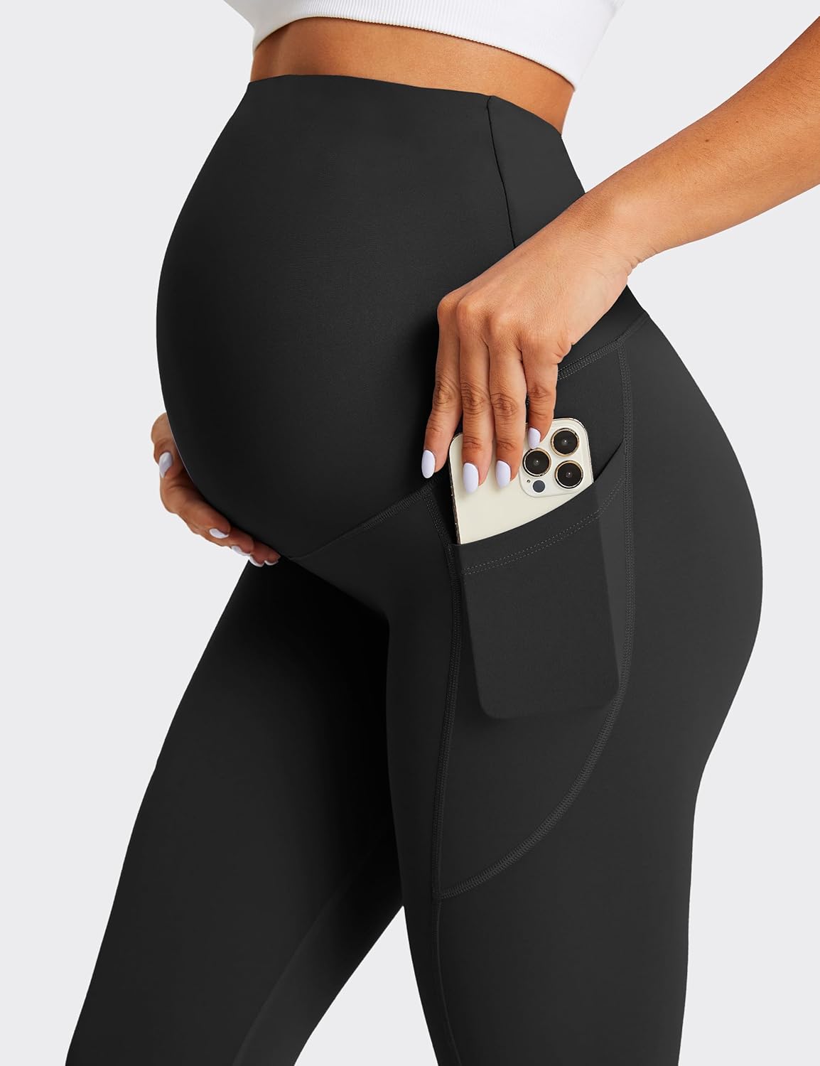 BONVIGOR Nudi Maternity Leggings Over The Belly Pregnancy Leggings with Pockets Workout Activewear Yoga Pants - Image 5