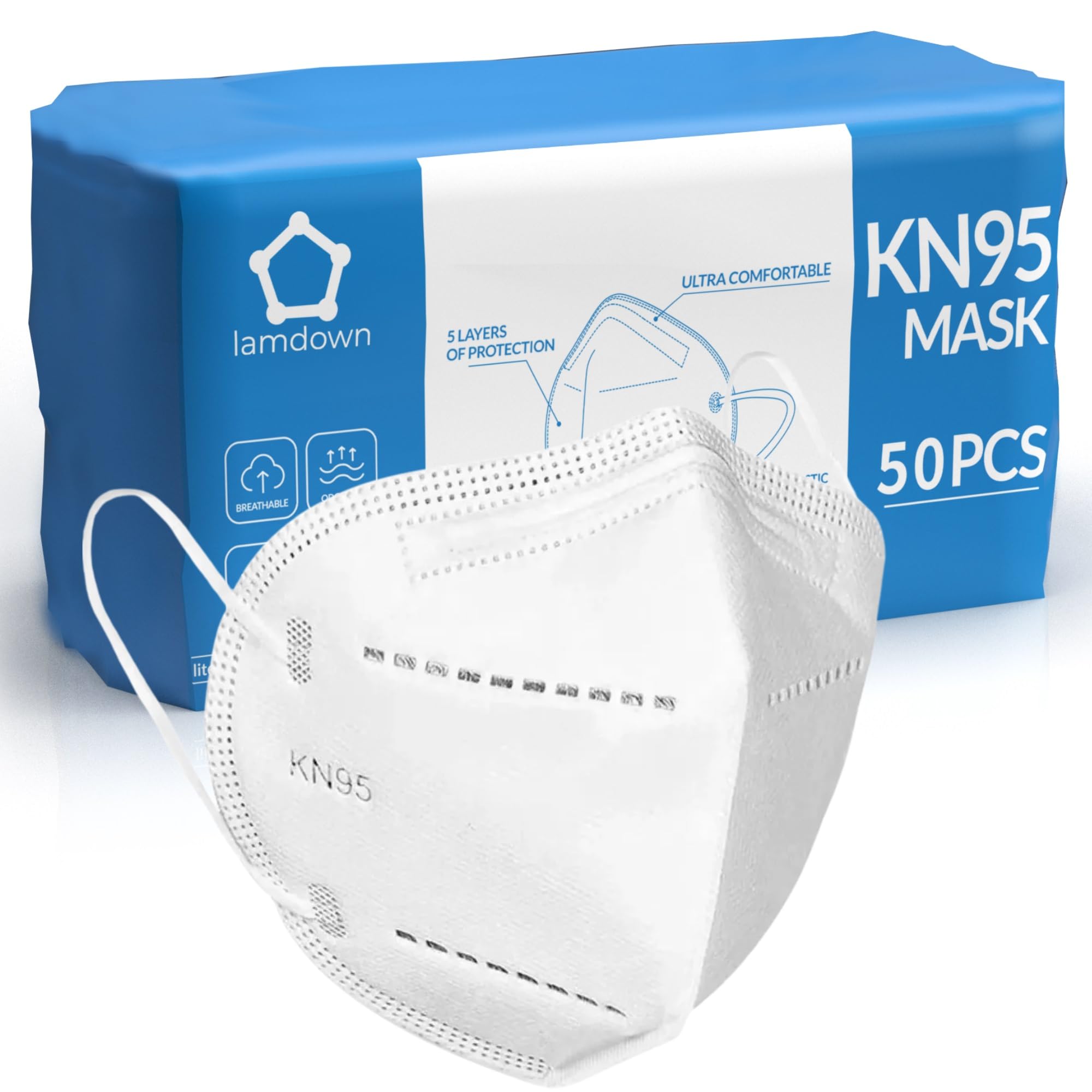 KN95 Face Masks, Premium 5-Layer Disposable Dust Mask Respirator for Adults