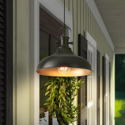 Miniatura 2 de Paquete de 3 luces colgantes negras para isla de cocina, 11.41 pulgadas, lámpara colgante de granja, lámpara colgante industrial, luces de isla para