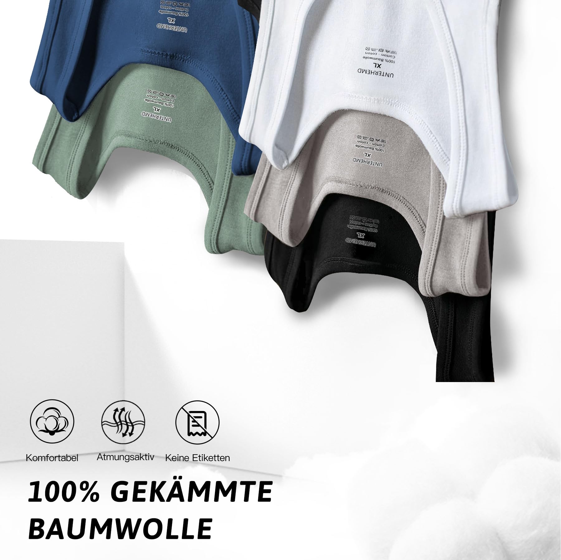 TUUHAW Canottiera Uomo Pacco da 5 100% Cotone Canottiera Colori Multipli e Taglie