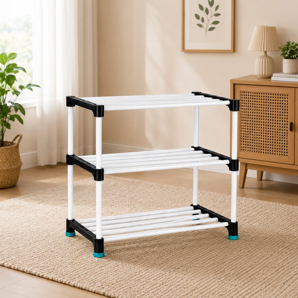 3 Tier Plastic Shoe Rack | Compact Shoe Organizer Stand for Home | Multipurpose Footwear Storage Rack | Lightweight Space Saving Shoe Shelf-image-13